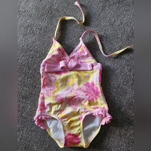 Janie and Jack Floral Pink and Yellow Swimsuit